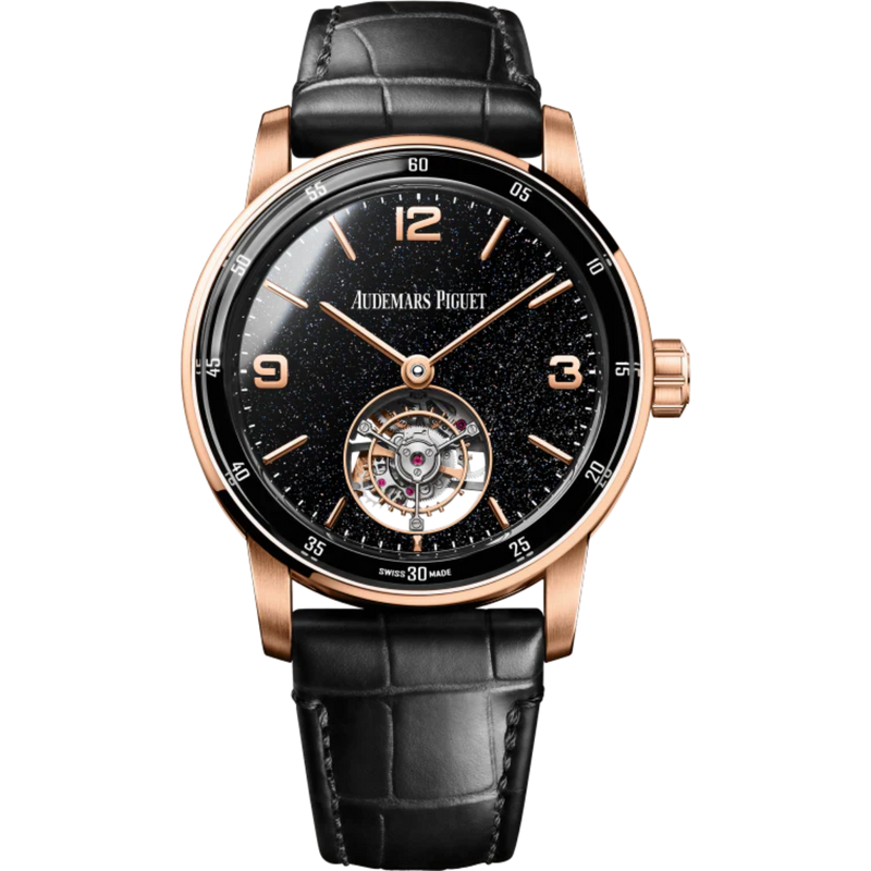 Code 11.59 by Audemars Piguet 41mm Black Alligator Strap Black Aventurine Anamel Dial black Lacquered Inner Bezel - Audemars Piguet