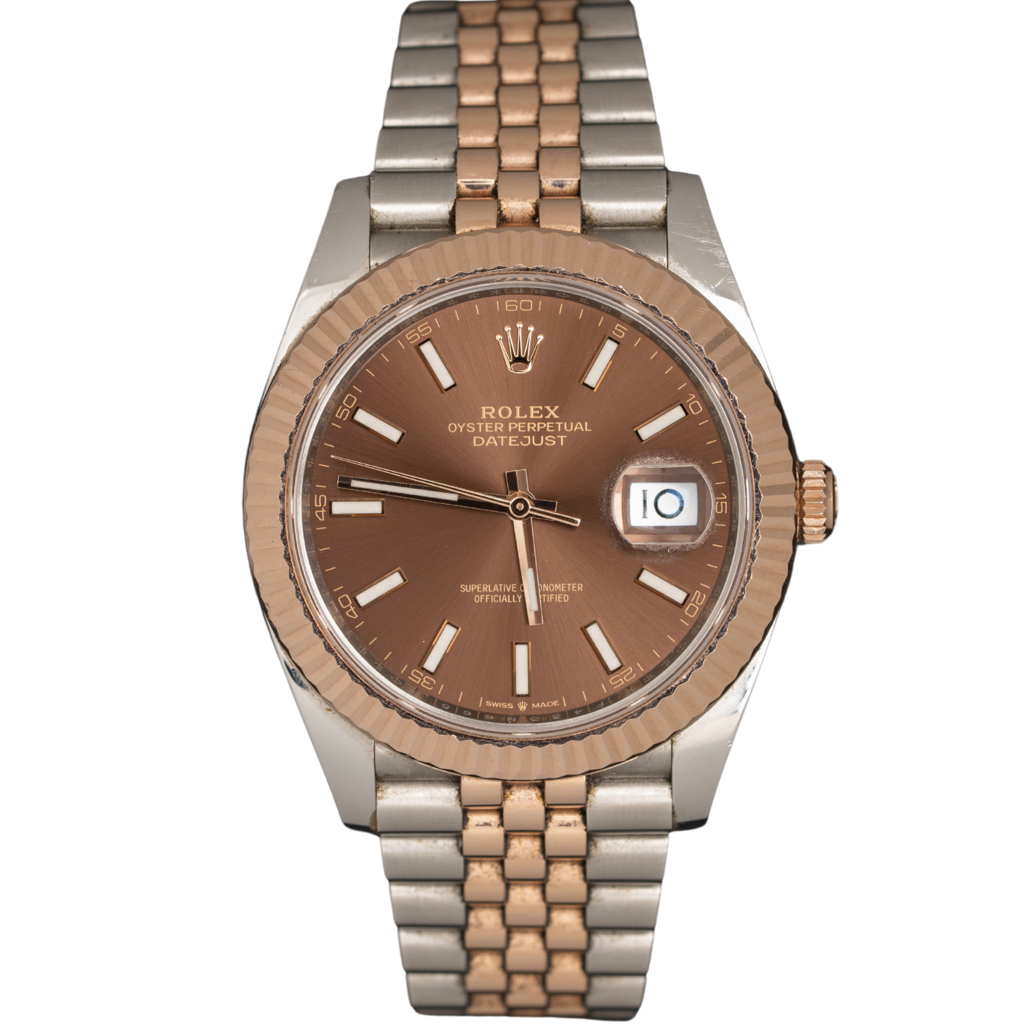 Rolex Datejust Ref. 126331 41mm Two Tone RG/SS Chocolate Stick Dial Fluted Bezel - Rolex