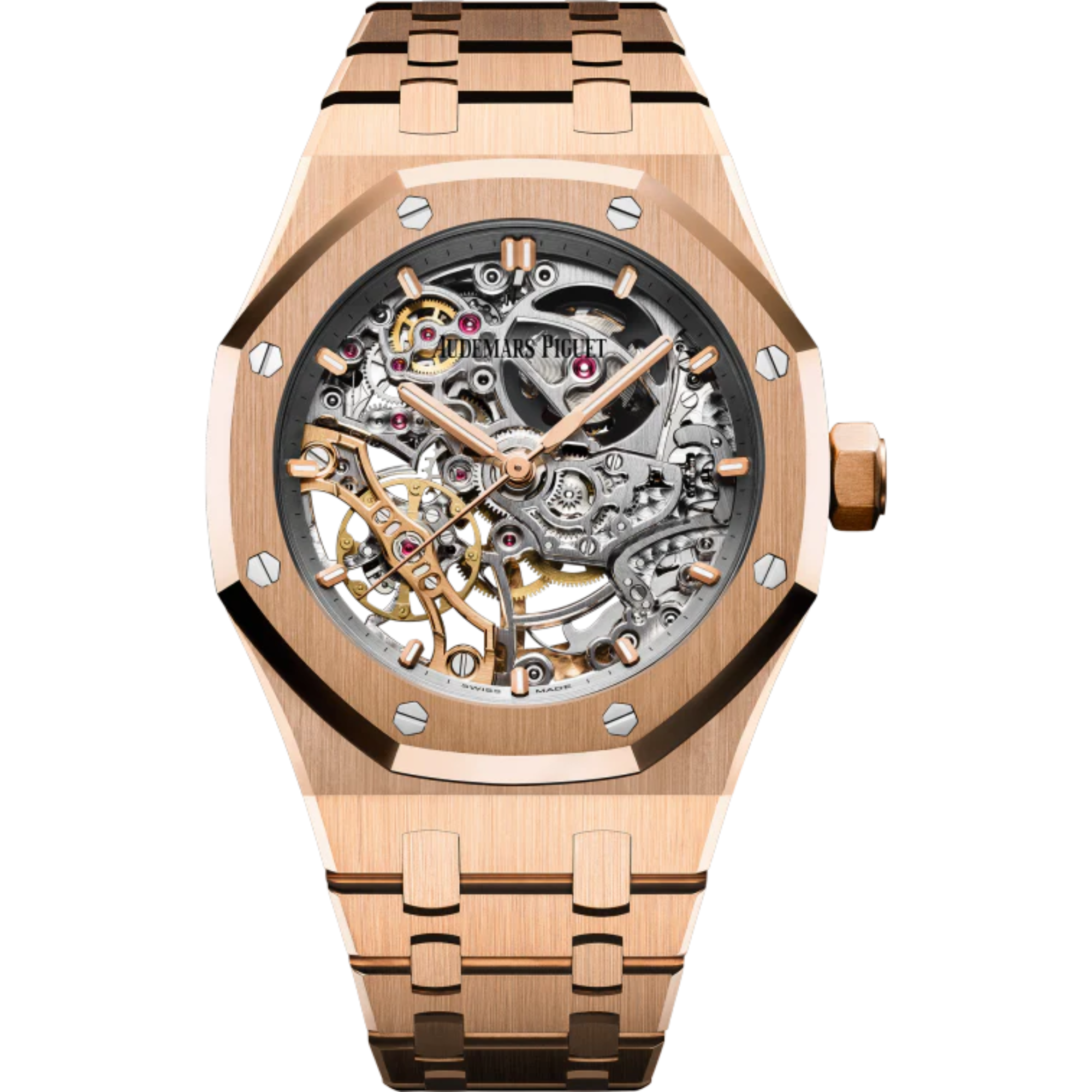 Royal Oak Double Balance Wheel Openworked 37MM 18-Carat Pink Gold Bracelet Openworked Rhodium-Toned Dial 18-Carat Pink Gold Case - Audemars Piguet