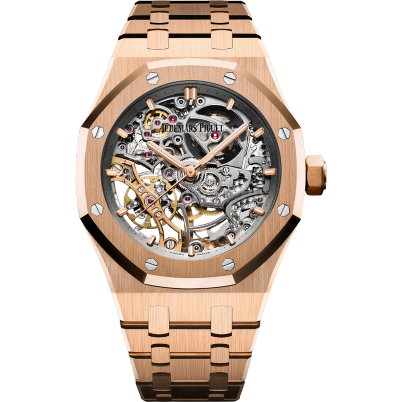 Royal Oak Double Balance Wheel Openworked 37MM 18-Carat Pink Gold Bracelet Openworked Rhodium-Toned Dial 18-Carat Pink Gold Case - Audemars Piguet