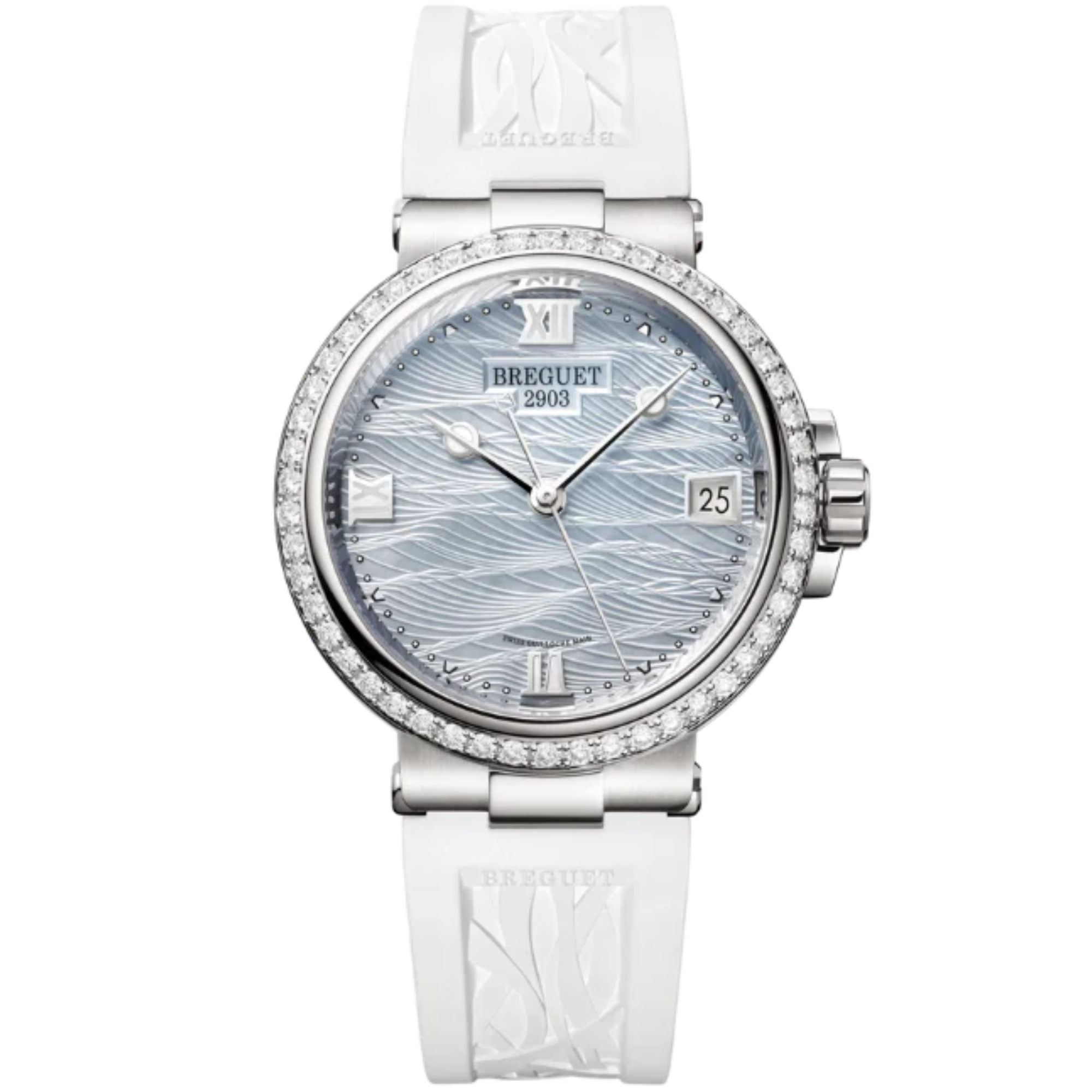 MARINE DAME 9518 34 MM WHITE GOLD WITH BLUE MOTHER OF PEARL DIAL - Breguet