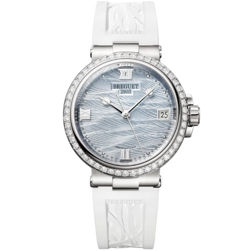 MARINE DAME 9518 34 MM WHITE GOLD WITH BLUE MOTHER OF PEARL DIAL - Breguet