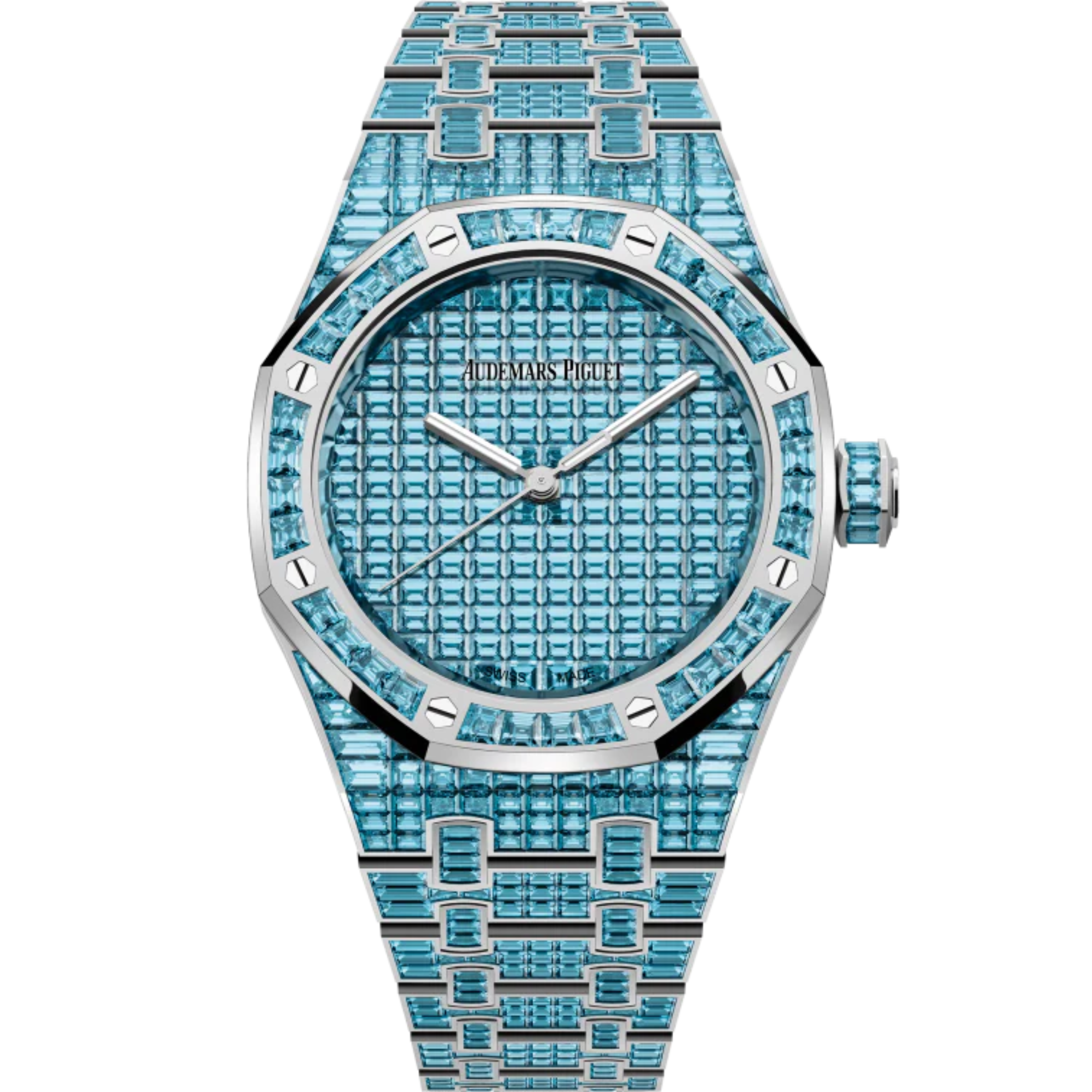 Royal Oak Selfwinding Blue Topaz 50th Anniversary 37MM 18-Carat White Gold Bracelet 18-Carat White Gold Dial 18-Carat White Gold Case Set With Baguette-Cut Blue Topaz - Audemars Piguet