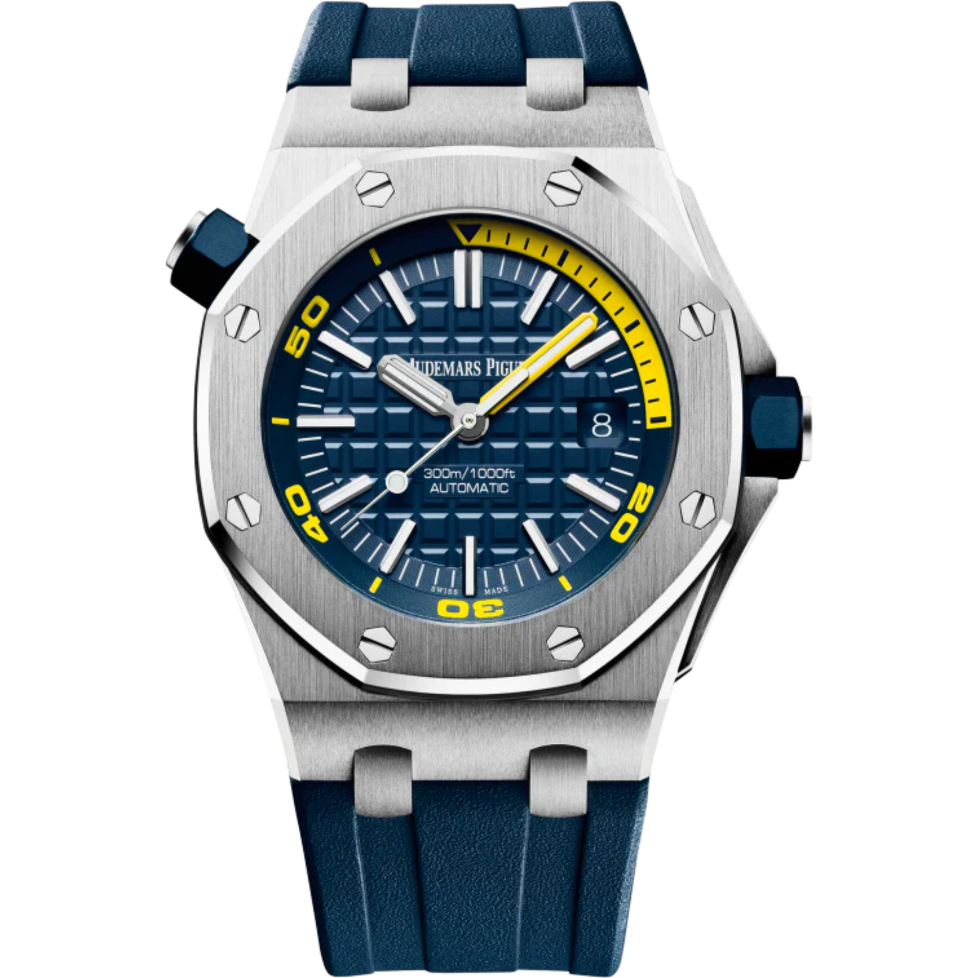 Royal Oak Offshore Diver 42mm Blue Rubber Strap Blue Dial With Méga Tapisserie Pattern Stainless Steel Case - Audemars Piguet