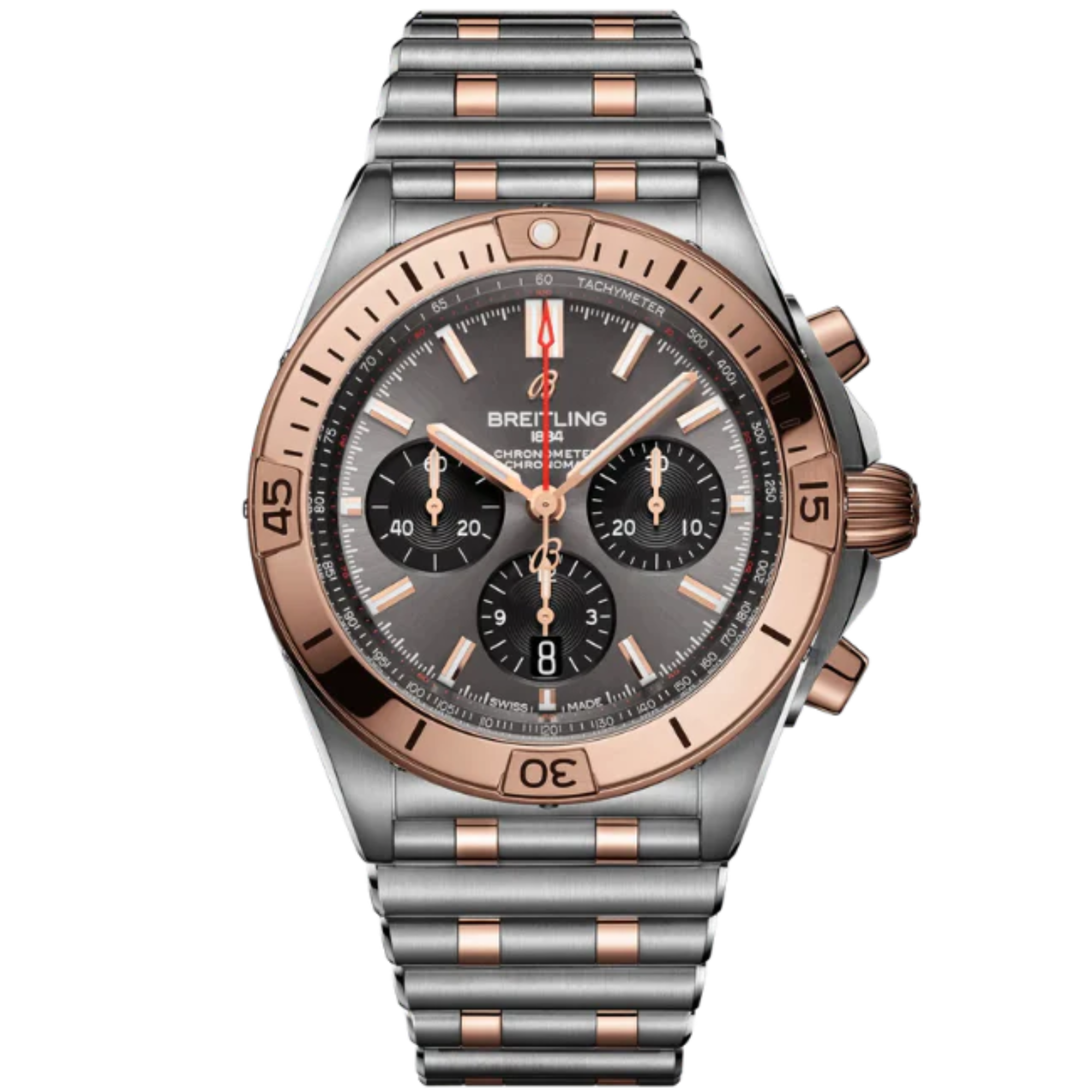 CHRONOMAT B01 42 MM STAINLESS STEEL & 18K ROSE GOLD WITH ANTHRACITE GRAY DIAL - Breitling