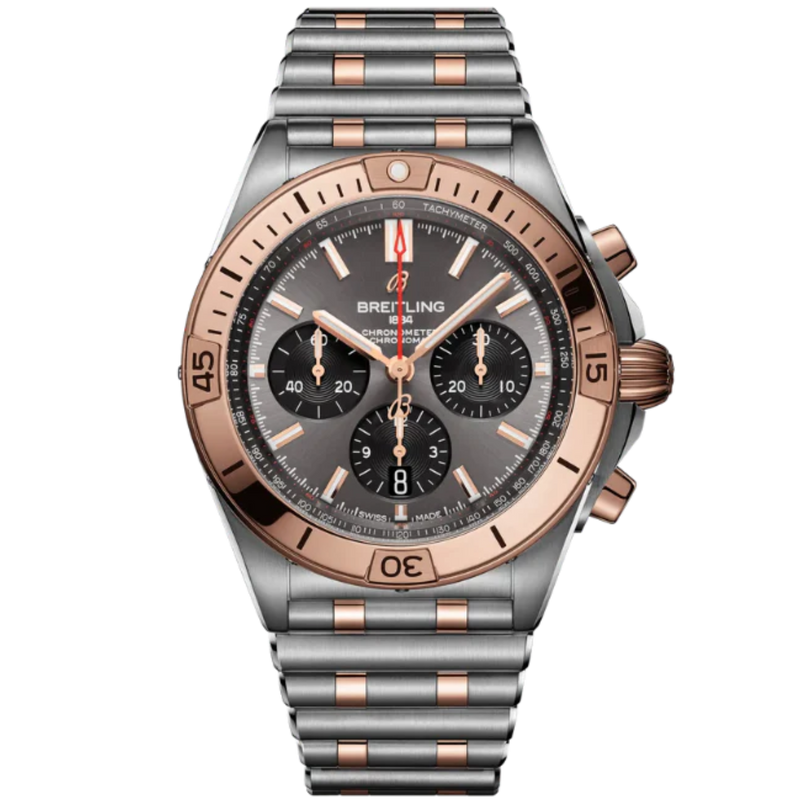 CHRONOMAT B01 42 MM STAINLESS STEEL & 18K ROSE GOLD WITH ANTHRACITE GRAY DIAL - Breitling
