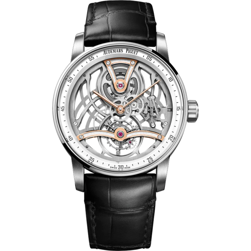 Code 11.59 by Audemars Piguet 41mm Black Alligator Strap Openworked Dial 18-Carat White Gold Bezel - Audemars Piguet