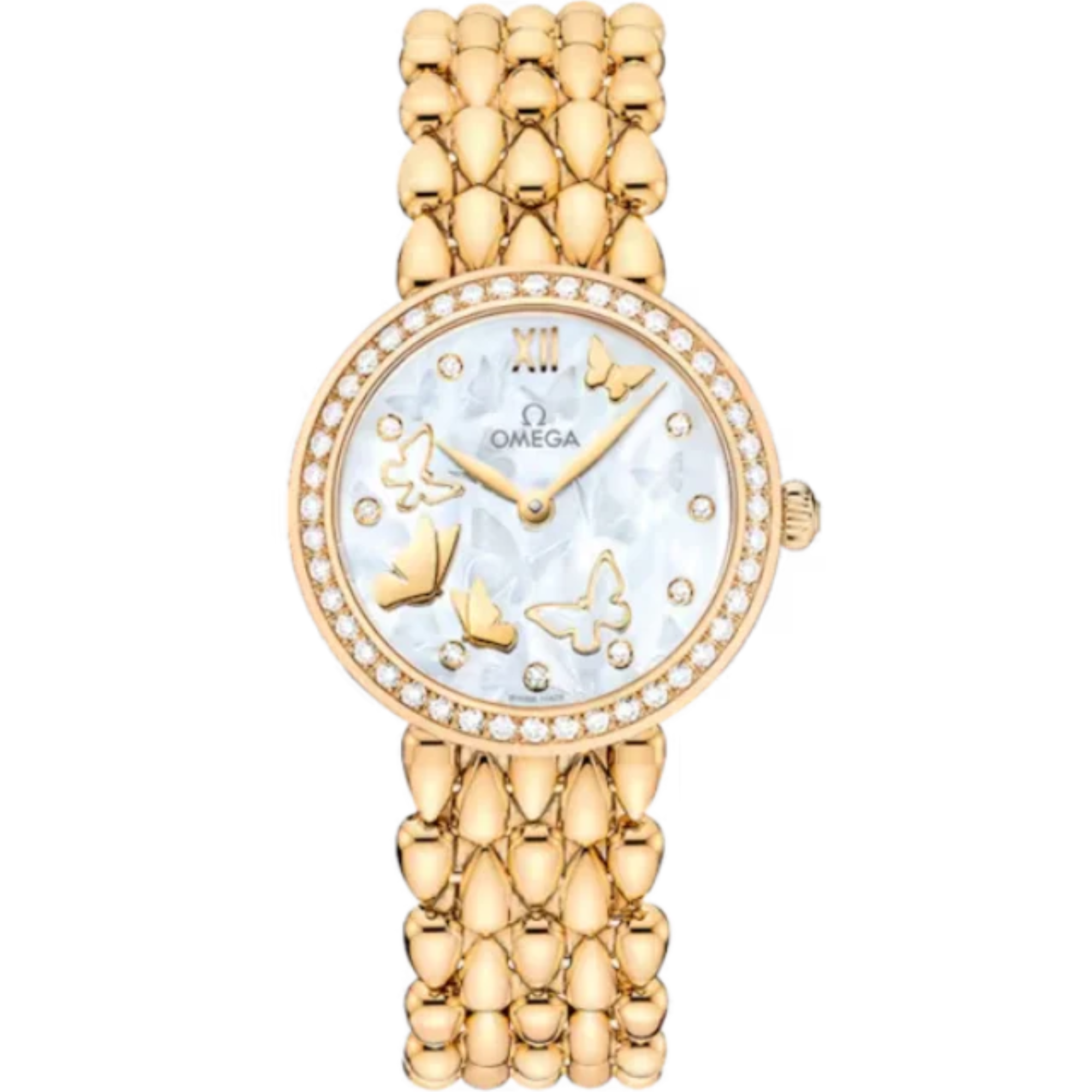 DE VILLE PRESTIGE DEWDROP 27 MM YELLOW GOLD WITH MOTHER OF PEARL DIAL - Omega