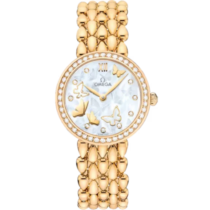 DE VILLE PRESTIGE DEWDROP 27 MM YELLOW GOLD WITH MOTHER OF PEARL DIAL - Omega