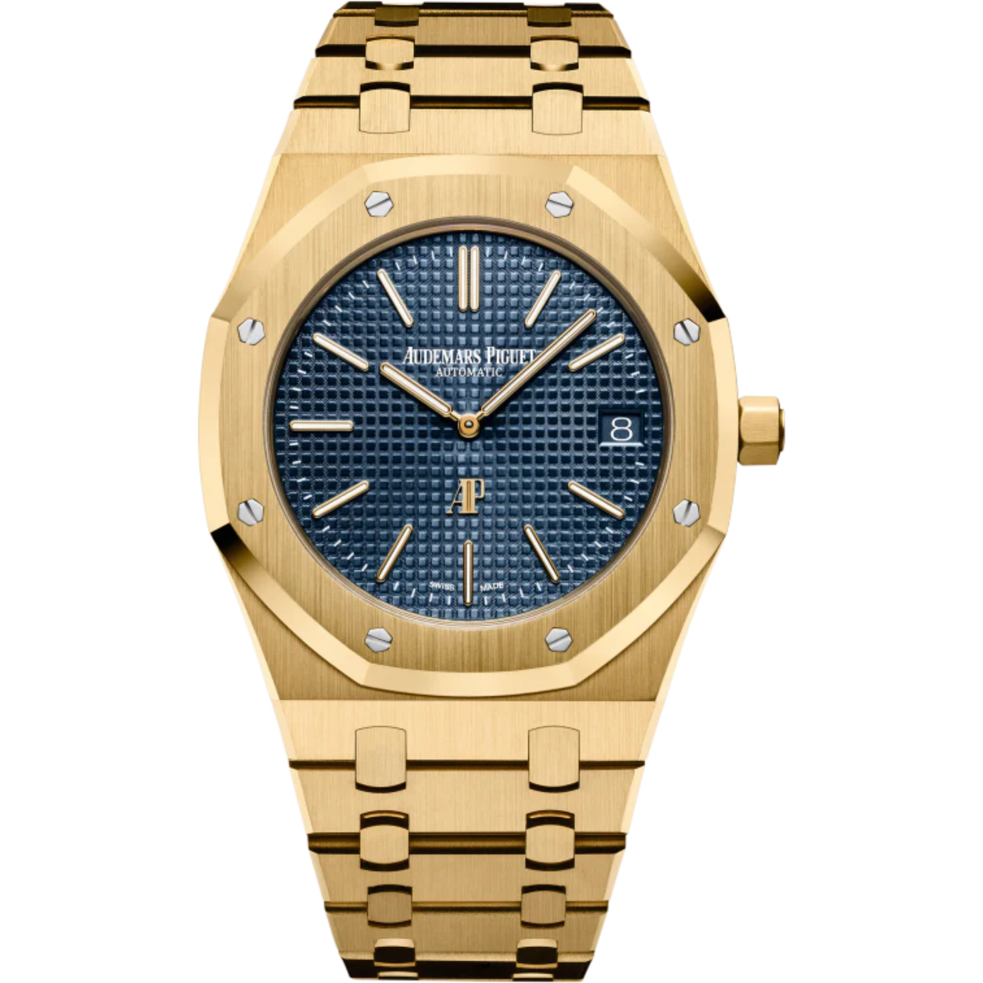 Royal Oak Jumbo Extra-Thin 39MM 18-Carat Yellow Gold Bracelet Blue Dial With Petite Tapisserie Pattern 18-Carat Yellow Gold Case - Audemars Piguet