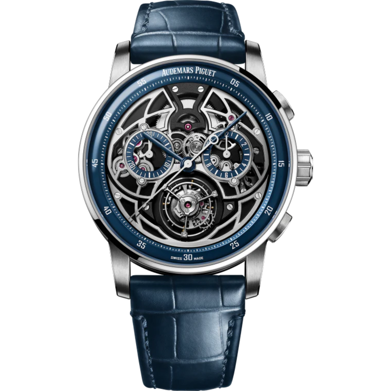 Code 11.59 by Audemars Piguet 41mm Blue Alligator Strap Openworked Dial 18-Carat White Gold Case - Audemars Piguet