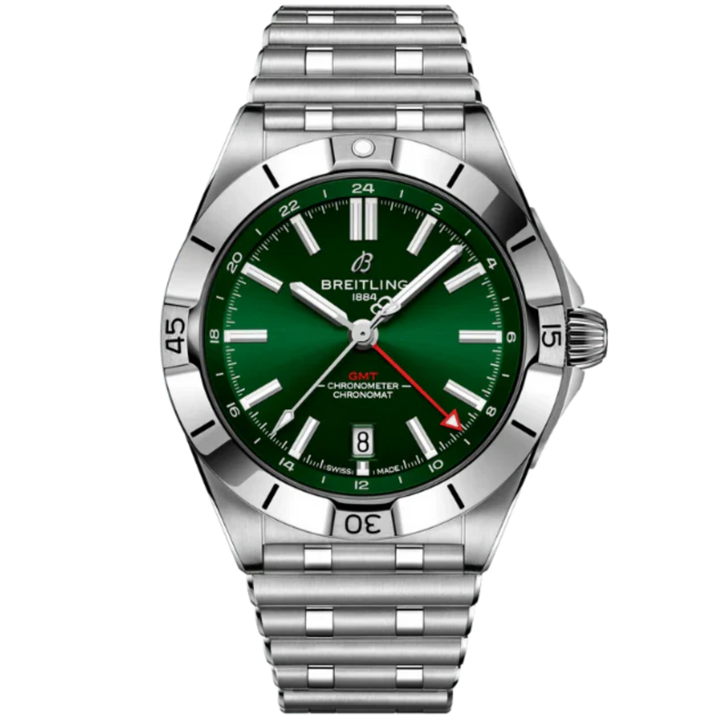CHRONOMAT AUTOMATIC GMT 40 MM STAINLESS STEEL WITH GREEN DIAL - Breitling