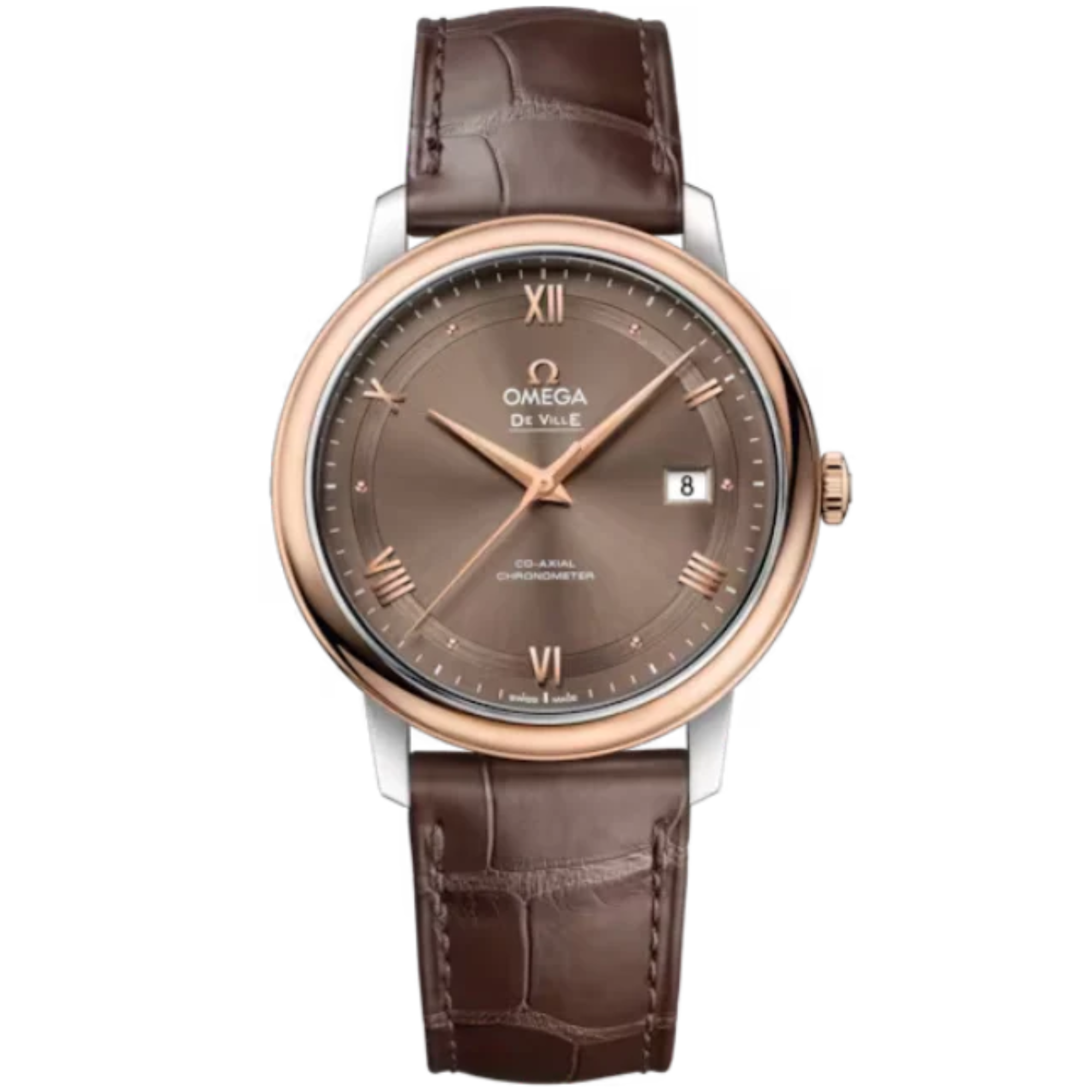 DE VILLE PRESTIGE 39 MM STAINLESS STEEL - RED GOLD WITH BROWN DIAL - Omega
