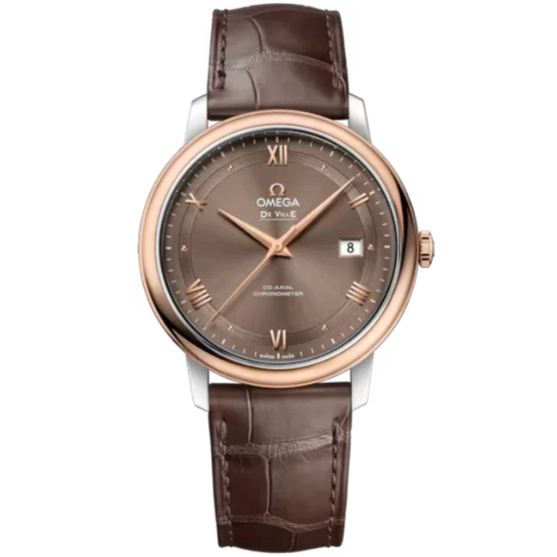 DE VILLE PRESTIGE 39 MM STAINLESS STEEL - RED GOLD WITH BROWN DIAL - Omega