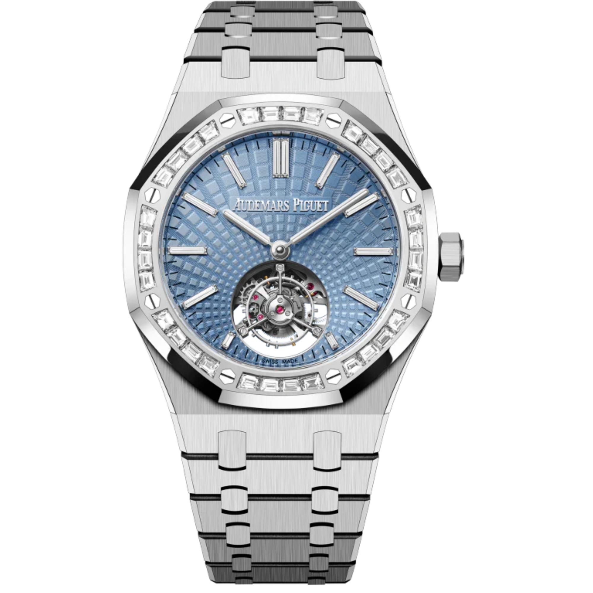 Royal Oak Selfwinding Flying Tourbillon 41MM 950 Platinum Bracelet Light Blue Dial With Evolutive Tapisserie Pattern 950 Platinum Case and Bezel - Audemars Piguet