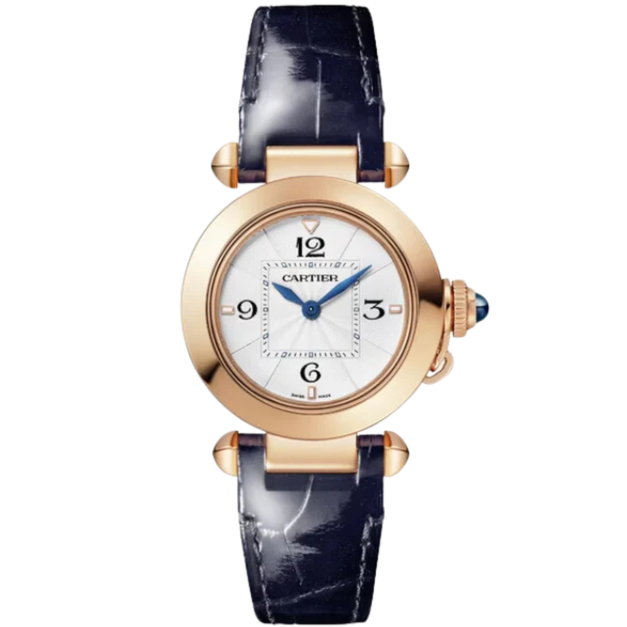 PASHA DE CARTIER 30 MM 18K ROSE GOLD AND OPALINE FLINQUE DIAL - Cartier