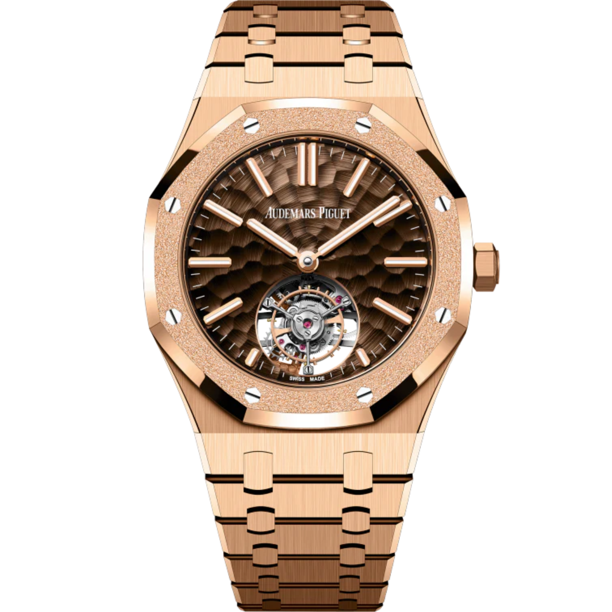 Royal Oak Selfwinding Flying Tourbillon 41MM 18-Carat Pink Gold Bracelet Brown Dimpled Dial  18-Carat Pink Gold Case - Audemars Piguet