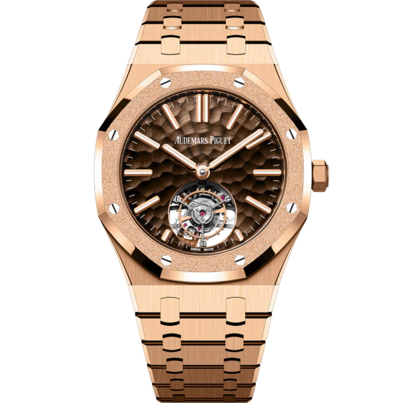 Royal Oak Selfwinding Flying Tourbillon 41MM 18-Carat Pink Gold Bracelet Brown Dimpled Dial  18-Carat Pink Gold Case - Audemars Piguet