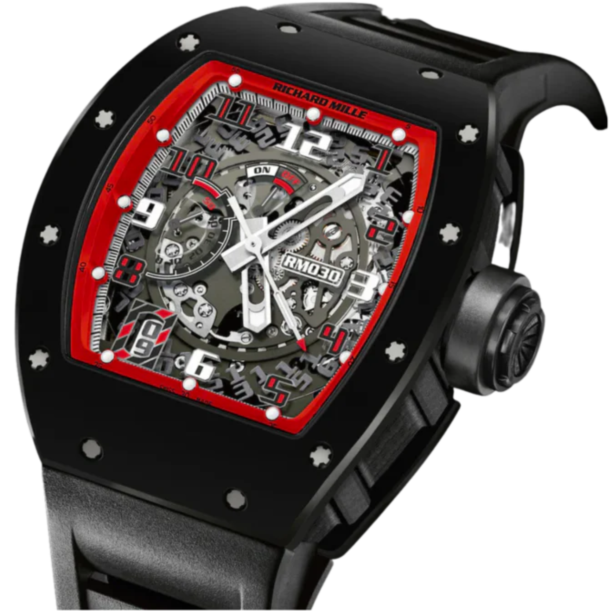 RM 030 Black Dash Limited Edition Automatic Grey Rubber Strap Titanium Bezel - Richard Mille