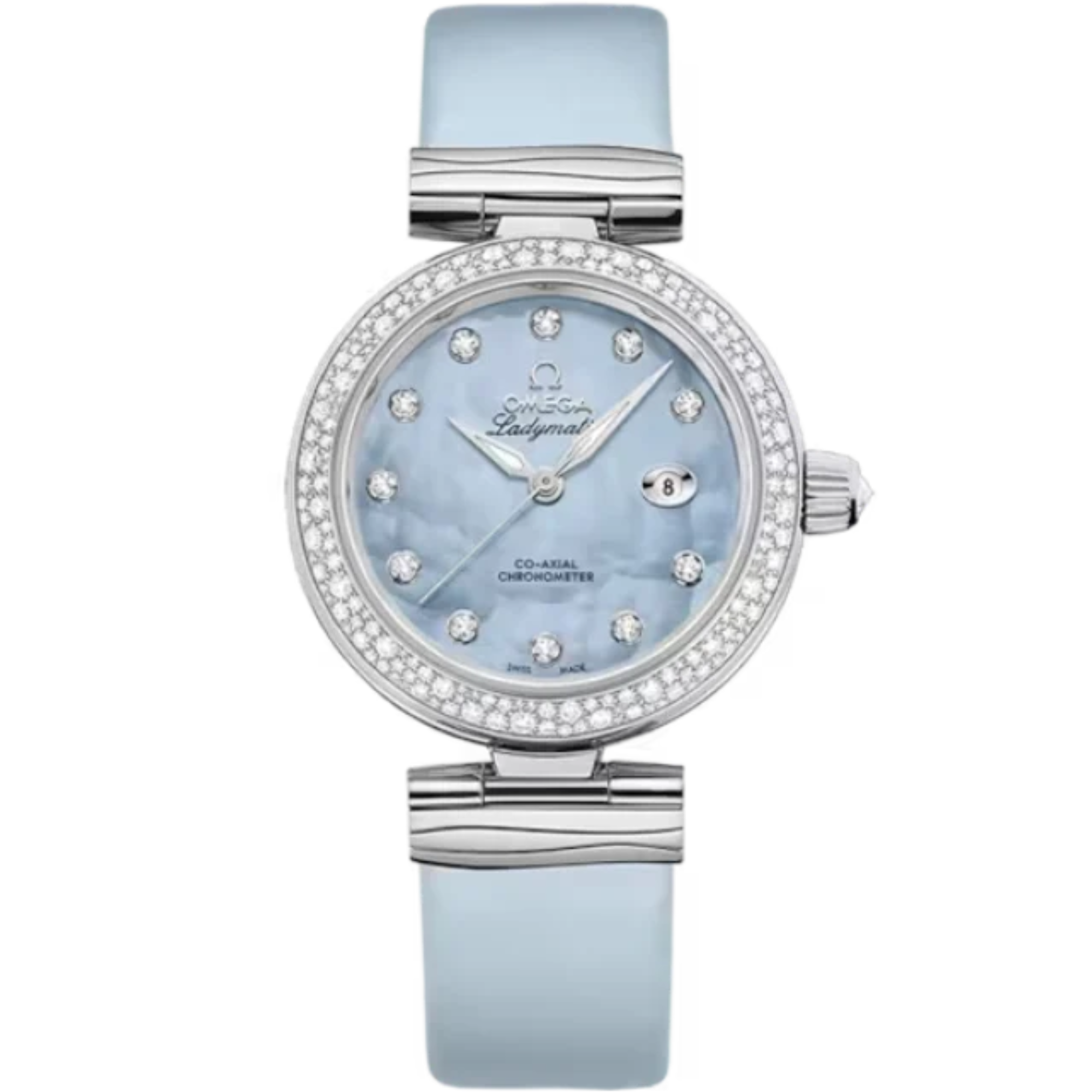DE VILLE LADYMATIC 34 MM STAINLESS STEEL WITH BLUE MOTHER OF PEARL DIAL - Omega