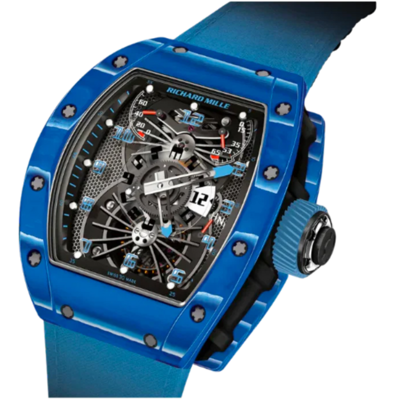 RM 022 Tourbillon Aerodyne Dual Time Blue Rubber Strap Carbon TPT Case - Richard Mille
