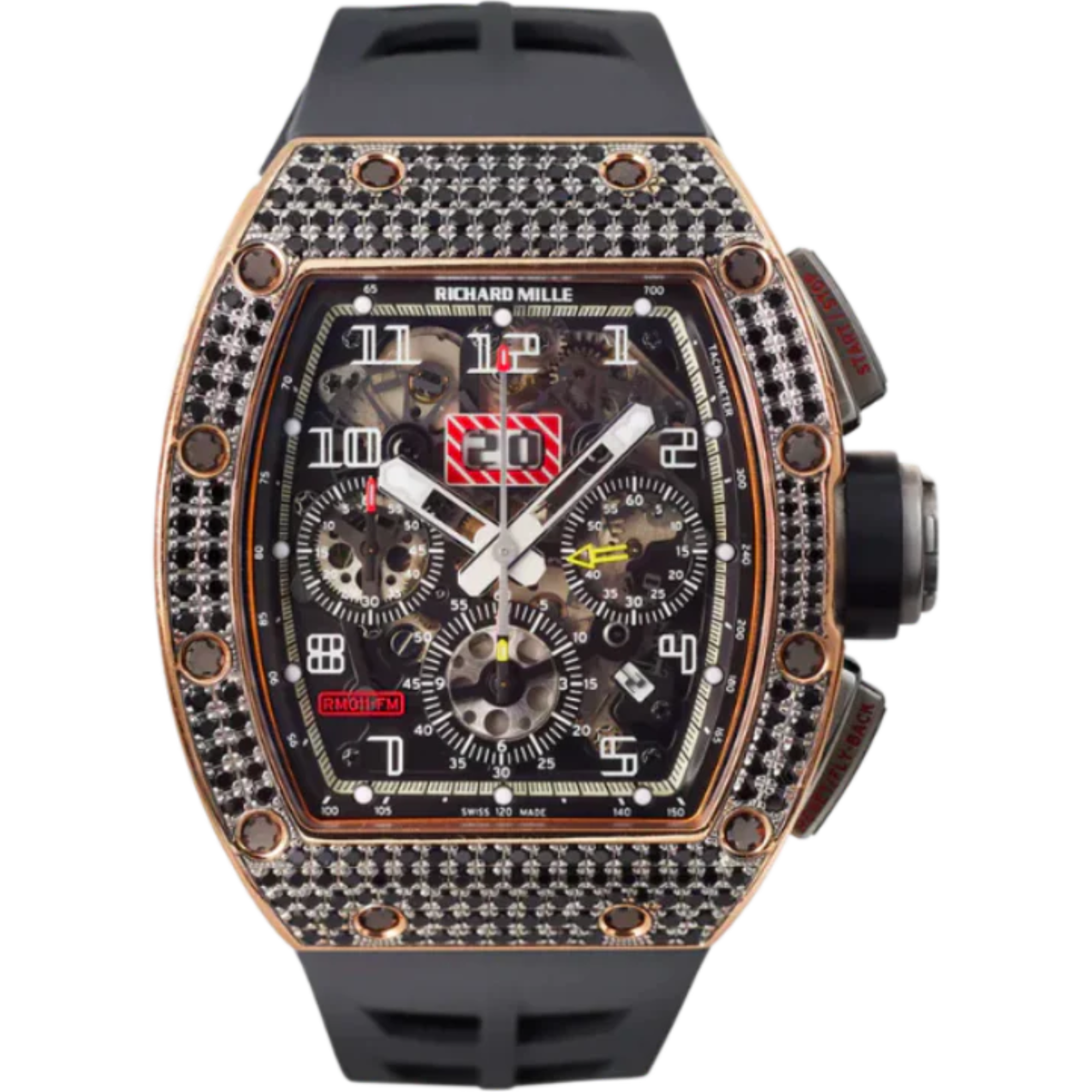 RM 011 Red Gold Rubber Strap Sapphire Crystal Case - Richard Mille