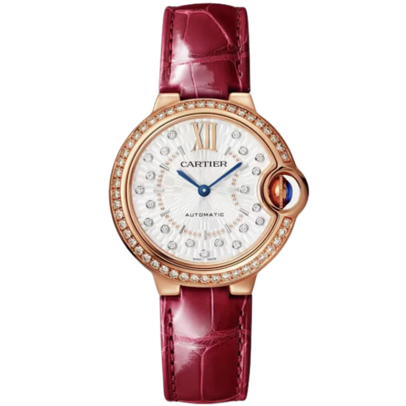 BALLON BLEU DE CARTIER 33 MM ROSE GOLD WITH MATT SILVER STAMPED SUNRAY DIAL - Cartier