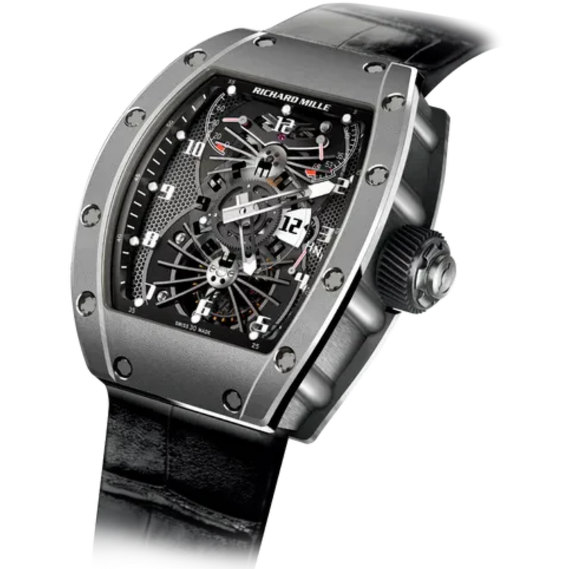 RM 022 Tourbillon Aerodyne Dual Time Zone Rubber Strap White Gold Case - Richard Mille