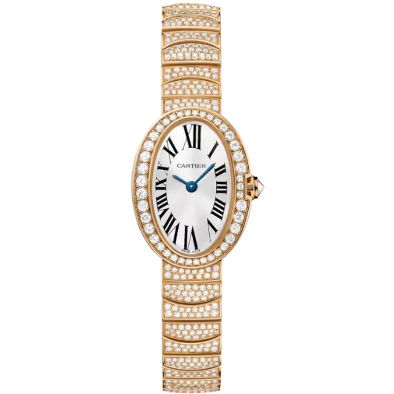 BAIGNOIRE DE CARTIER 25 MM 18K ROSE GOLD WITH SILVER SUNRAY EFFECT DIAL - Cartier
