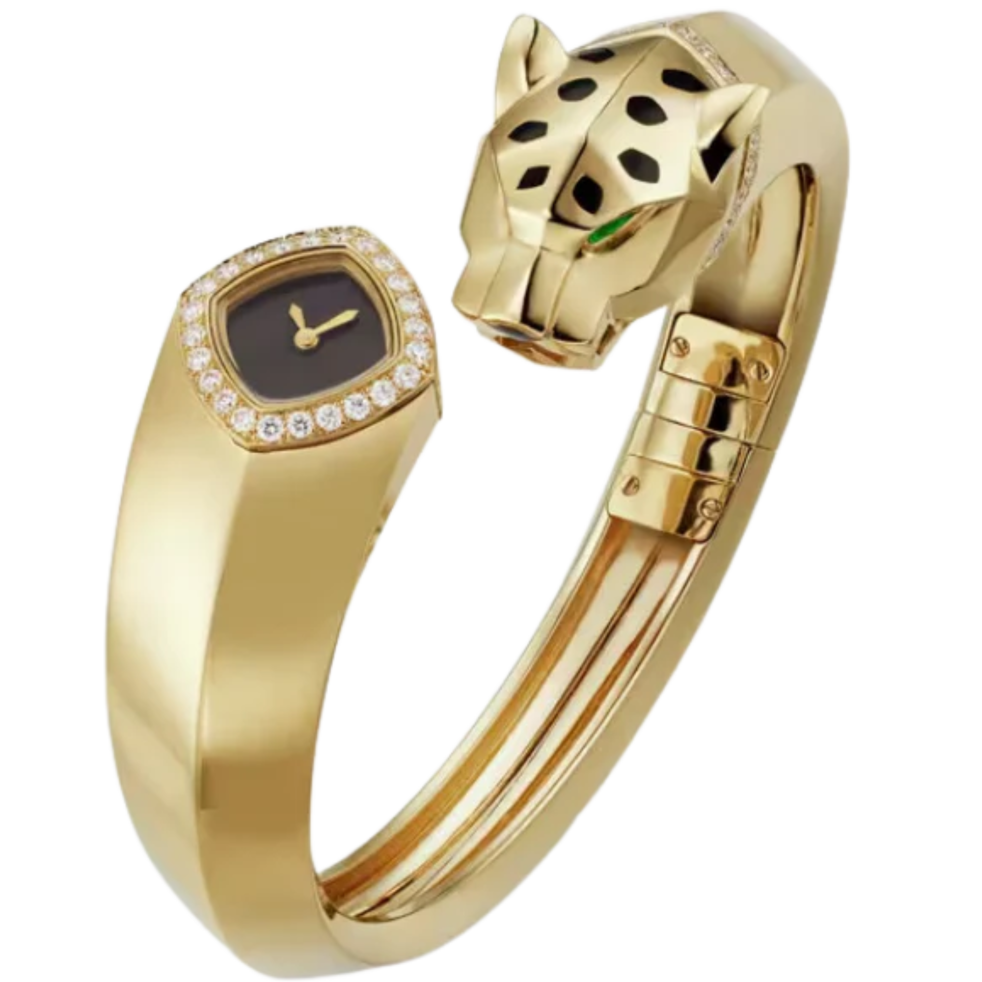 LA PANTHERE DE CARTIER BANGLE 18 MM 18K YELLOW GOLD WITH BLACK LACQUER DIAL SIZE 18 - Cartier