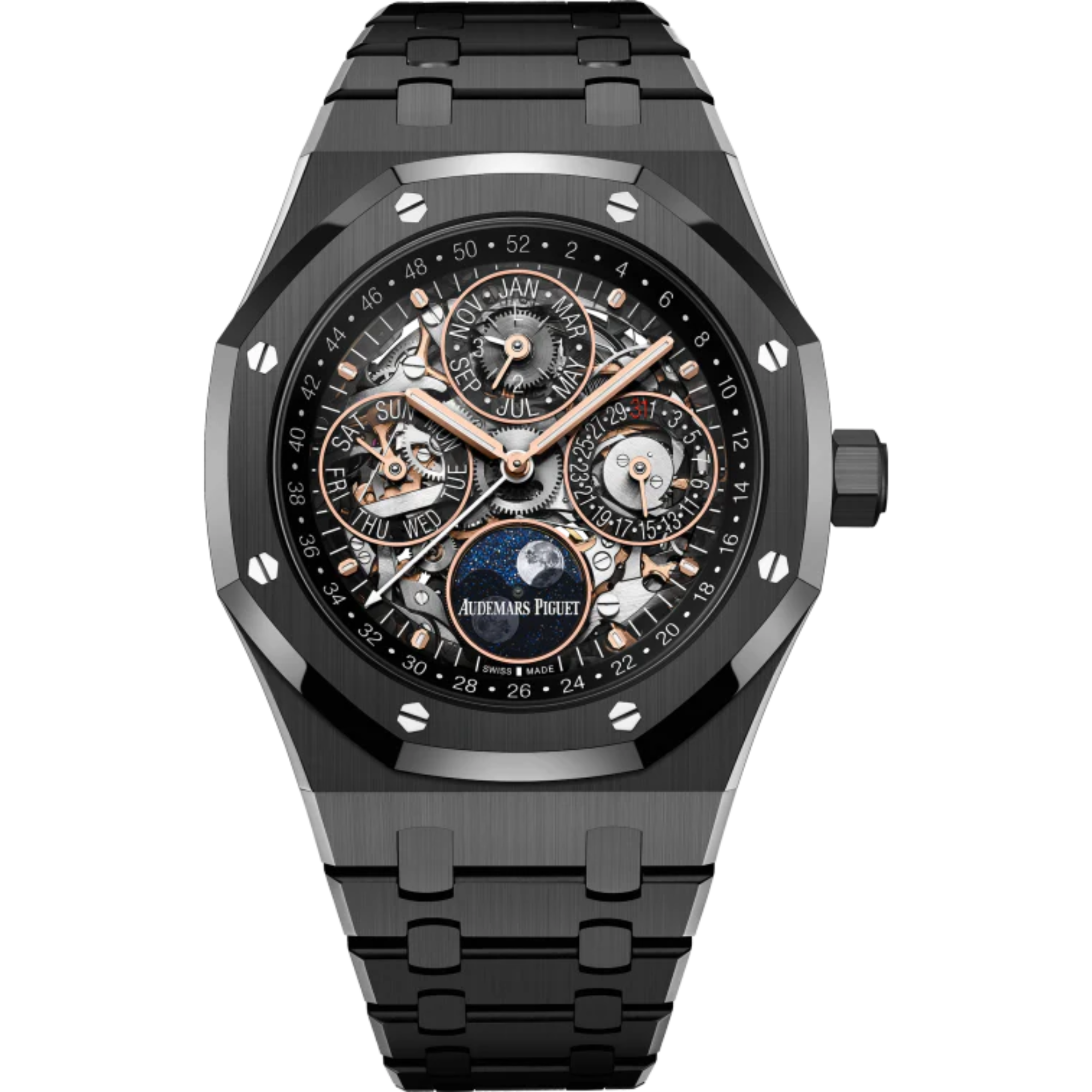 Royal Oak Perpetual Calendar Openworked 41MM Black Ceramic Bracelet Sapphire Dial Black Ceramic Case - Audemars Piguet