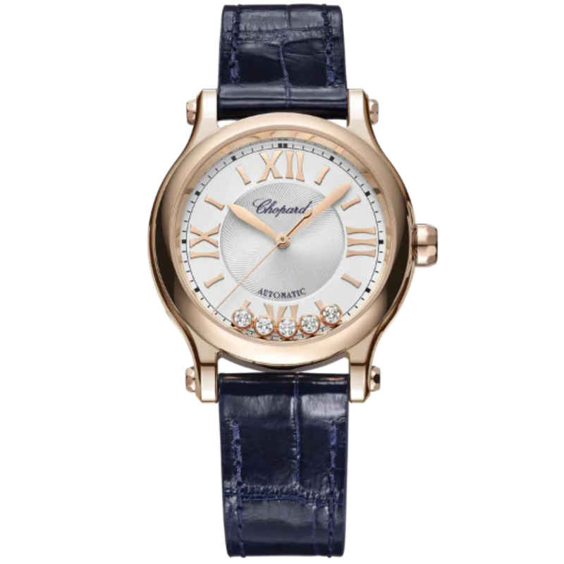 HAPPY SPORT 33 MM ETHICAL ROSE GOLD WITH SILVER DIAL - Chopard