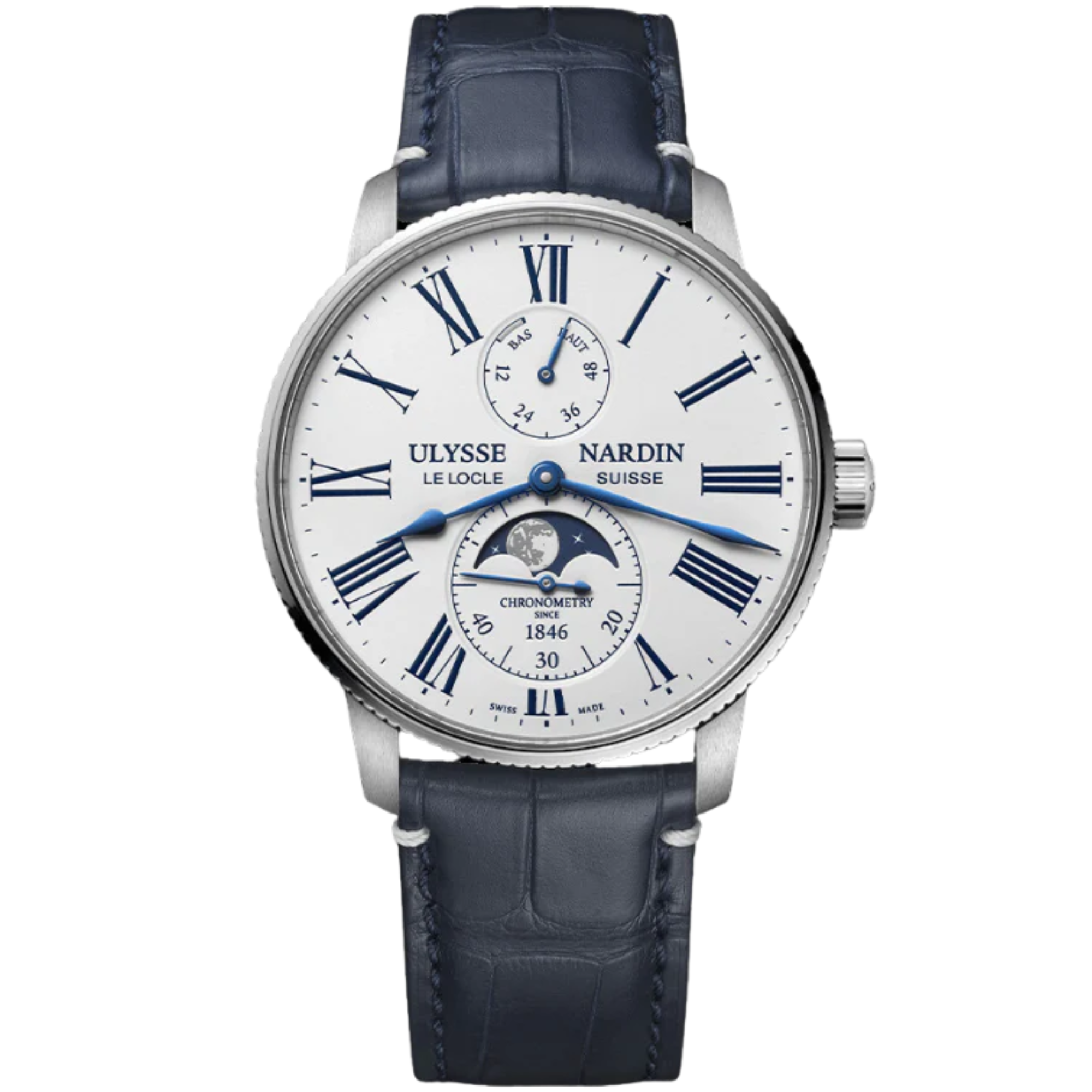 TORPILLEUR MOONPHASE 42 MM STAINLESS STEEL WITH WHITE DIAL - Ulysse Nardin