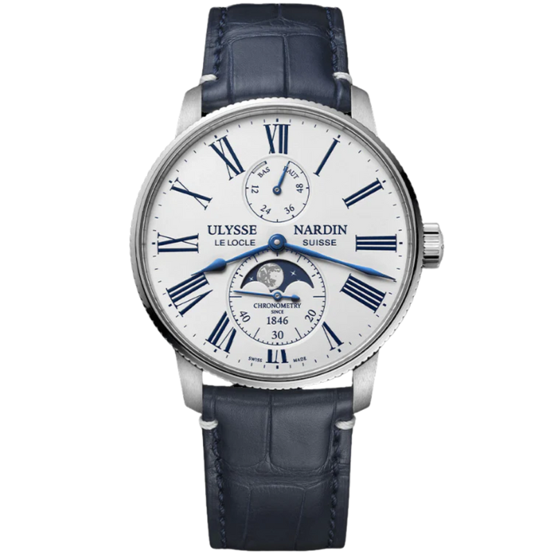 TORPILLEUR MOONPHASE 42 MM STAINLESS STEEL WITH WHITE DIAL - Ulysse Nardin