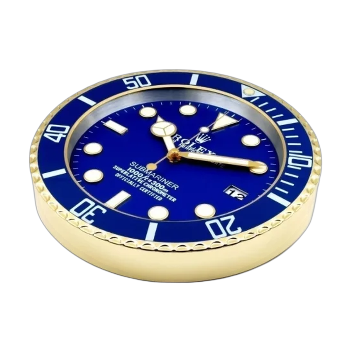 Submariner Wall Clock _ Blue Style Gold Frame