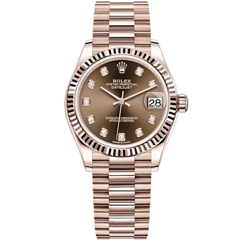 Rolex Datejust Ref. 278275 31mm Rose Gold Chocolate Diamond Dial President Bracelet - Rolex