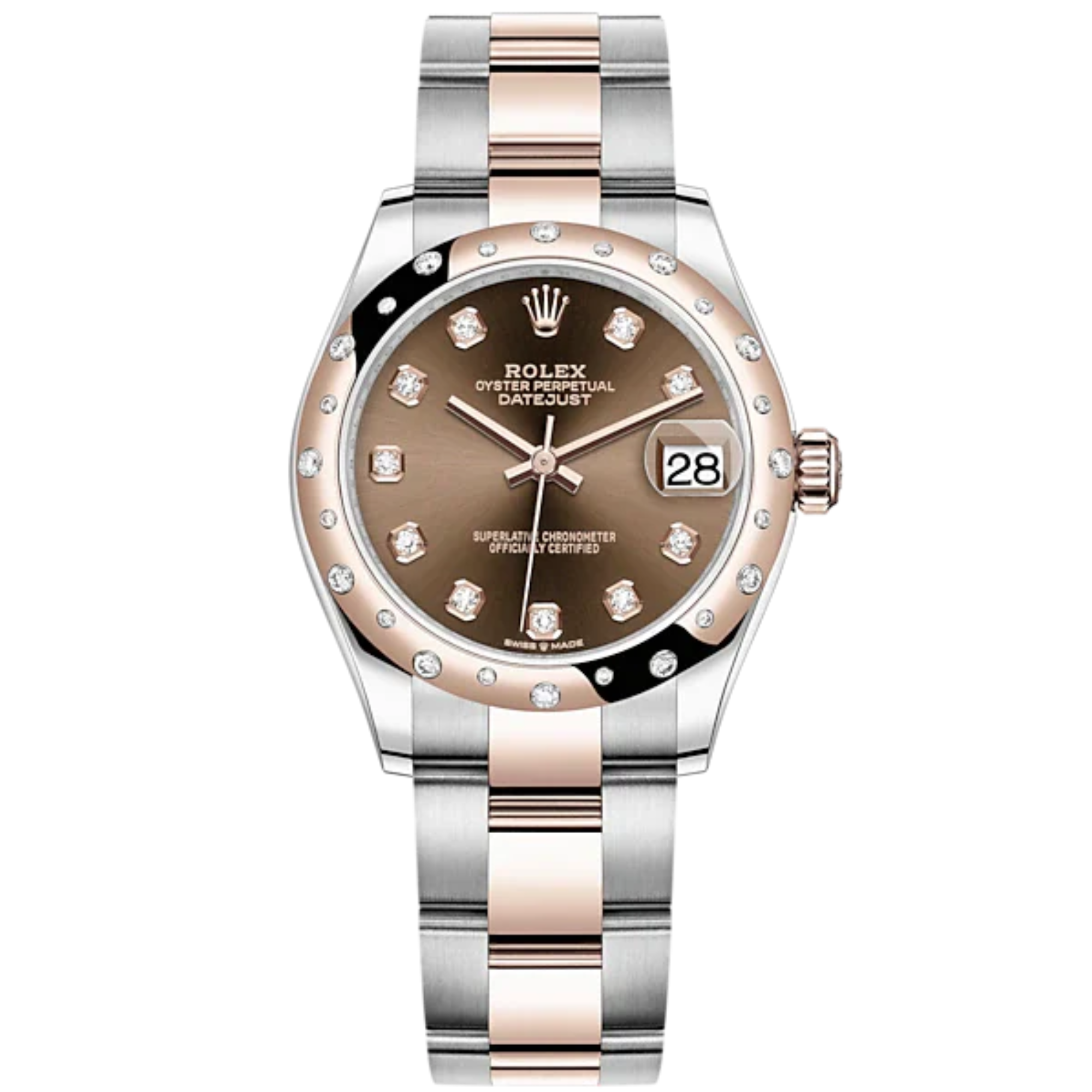 Datejust 31 31mm Oyster Bracelet Oystersteel and Everose Gold with Chocolate Diamond-Set Dial Diamond-Set Bezel - Rolex