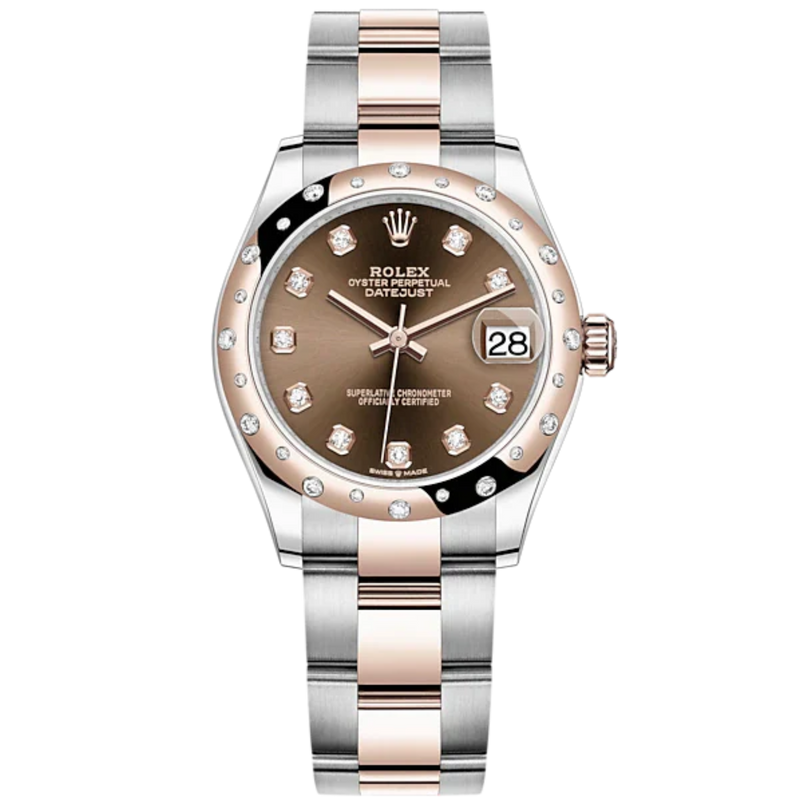 Datejust 31 31mm Oyster Bracelet Oystersteel and Everose Gold with Chocolate Diamond-Set Dial Diamond-Set Bezel - Rolex