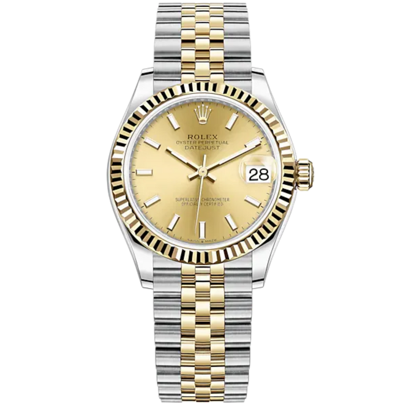 Datejust 31 31mm Jubilee Bracelet Oystersteel and Yellow Gold with Champagne-Colour Dial Fluted Bezel - Rolex