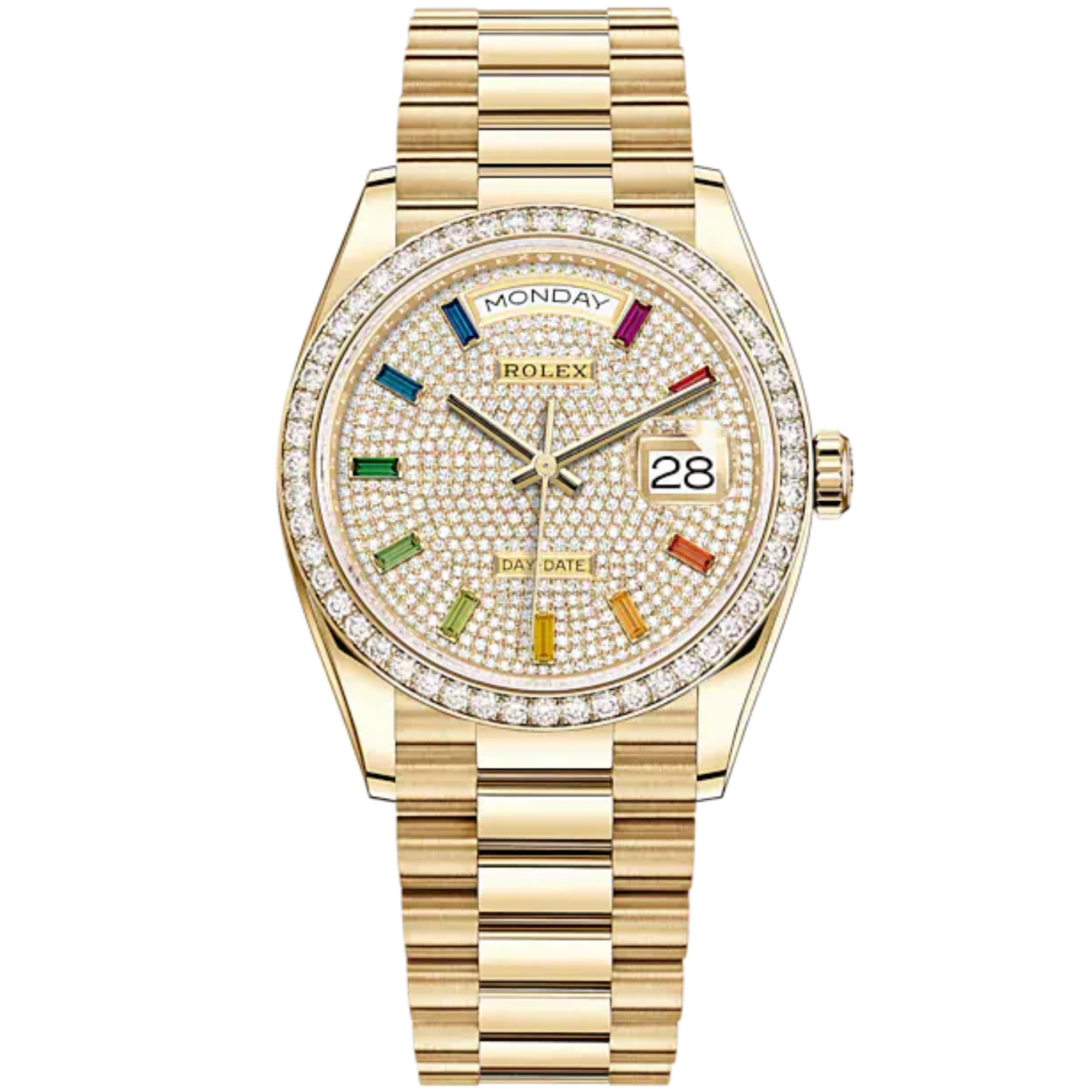 Day-Date 36 36mm President Bracelet and 18 KT Yellow Gold with Diamond-Paved Dial and Diamond-Set Bezel - Rolex