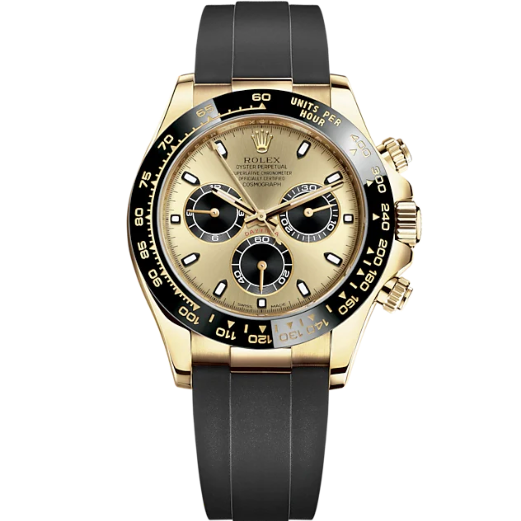 Cosmograph Daytona  40MM Oysterflex Bracelet 18 CT Yellow Gold With a Golden and Black Dial Black Cerachrom Bezel - Rolex
