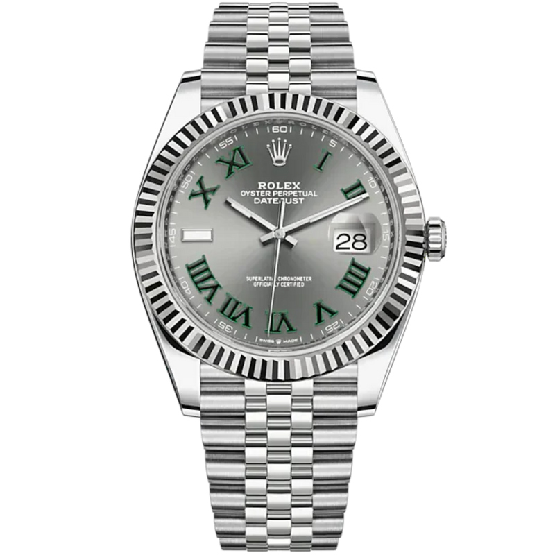 Datejust 41 41mm Jubilee Bracelet Oystersteel and White Gold with Slate Roman Dial Fluted Bezel - Rolex