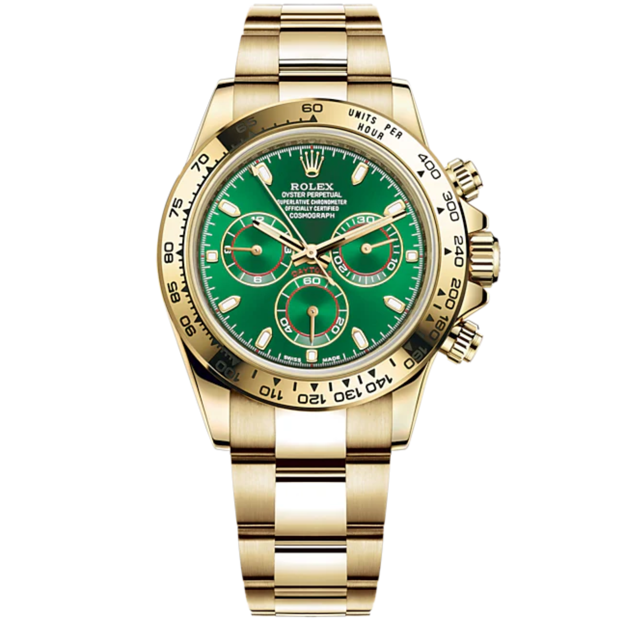 Cosmograph Daytona John Mayer 40MM Oyster Bracelet Bright Green Dial 18 CT Yellow Gold Bezel With Engraved Tachymetric Scale - Rolex