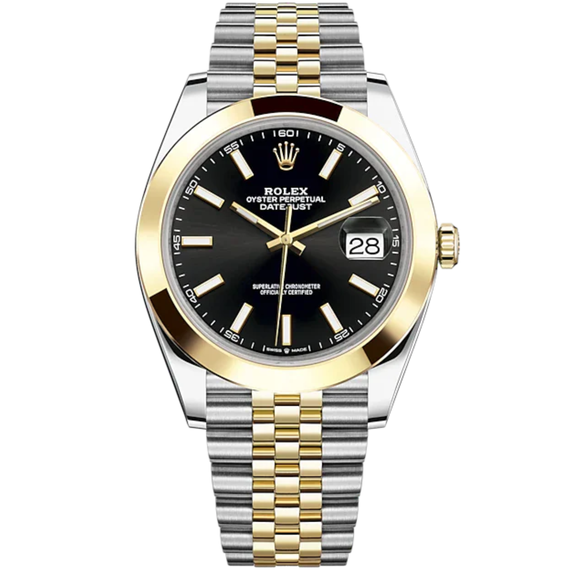 Datejust 41 41mm Jubilee Bracelet Oystersteel and Yellow Gold with Bright Black Dial Yellow Gold Bezel - Rolex