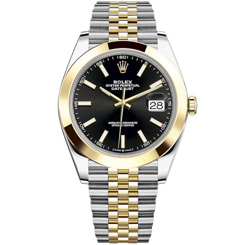 Datejust 41 41mm Jubilee Bracelet Oystersteel and Yellow Gold with Bright Black Dial Yellow Gold Bezel - Rolex