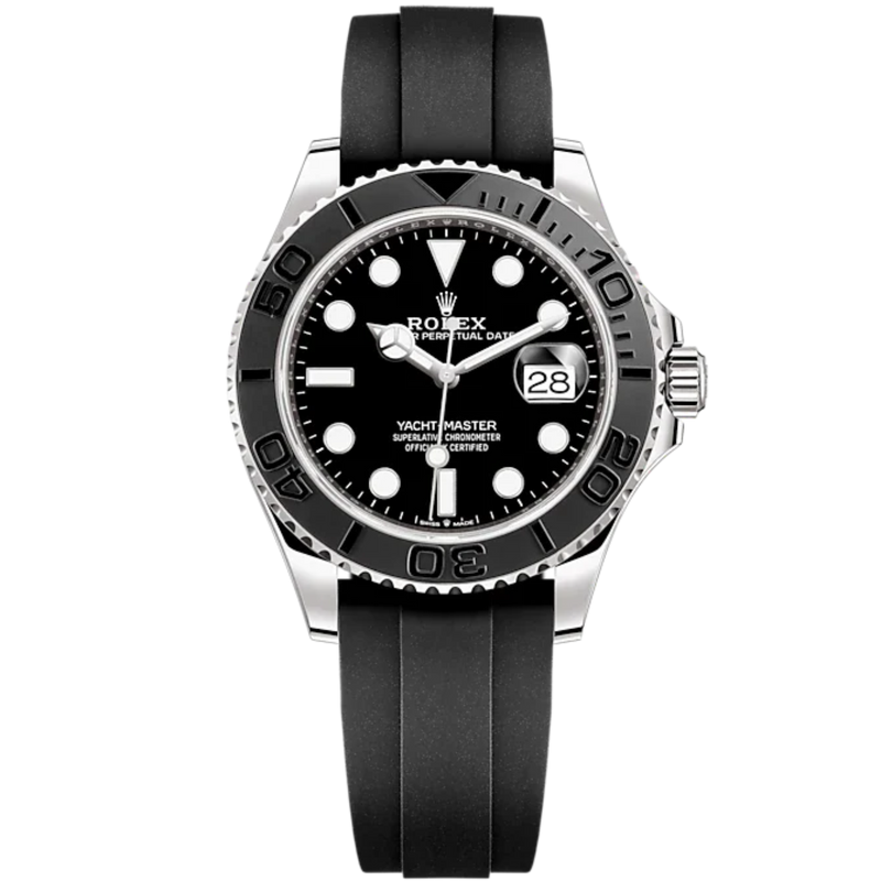 Yacht-Master 42 42mm Oysterflex Bracelet and 18 CT White Gold with Black Dial Bidirectional Rotatable Bezel - Rolex