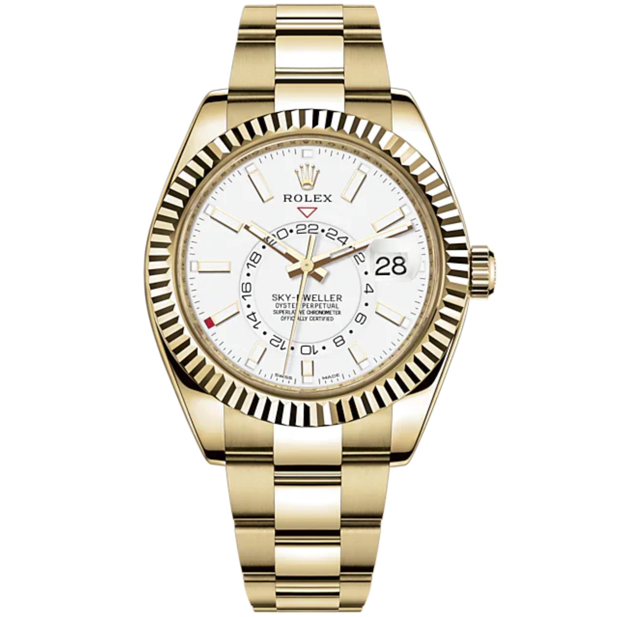Sky-Dweller 42mm Oyster Bracelet and 18 CT Yellow Gold with Intense White DIal Fluted Bezel - Rolex