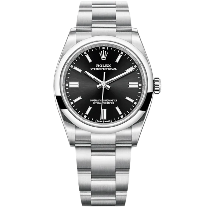 Oyster Perpetual 36 36MM Oyster Bracelet Bright Black Dial Domed Bezel - Rolex