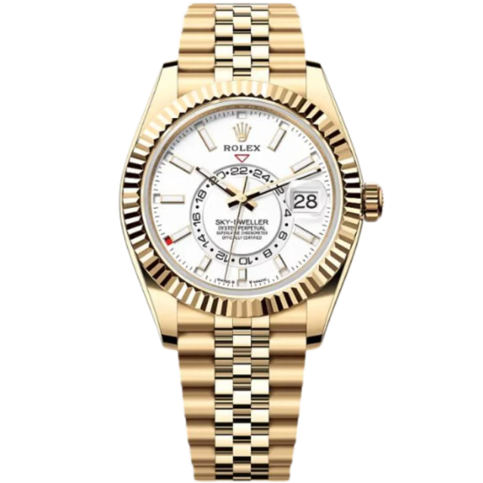Rolex Sky-Dweller Ref. 336938 Yellow Gold Case White Dial in Jubilee Bracelet - Rolex