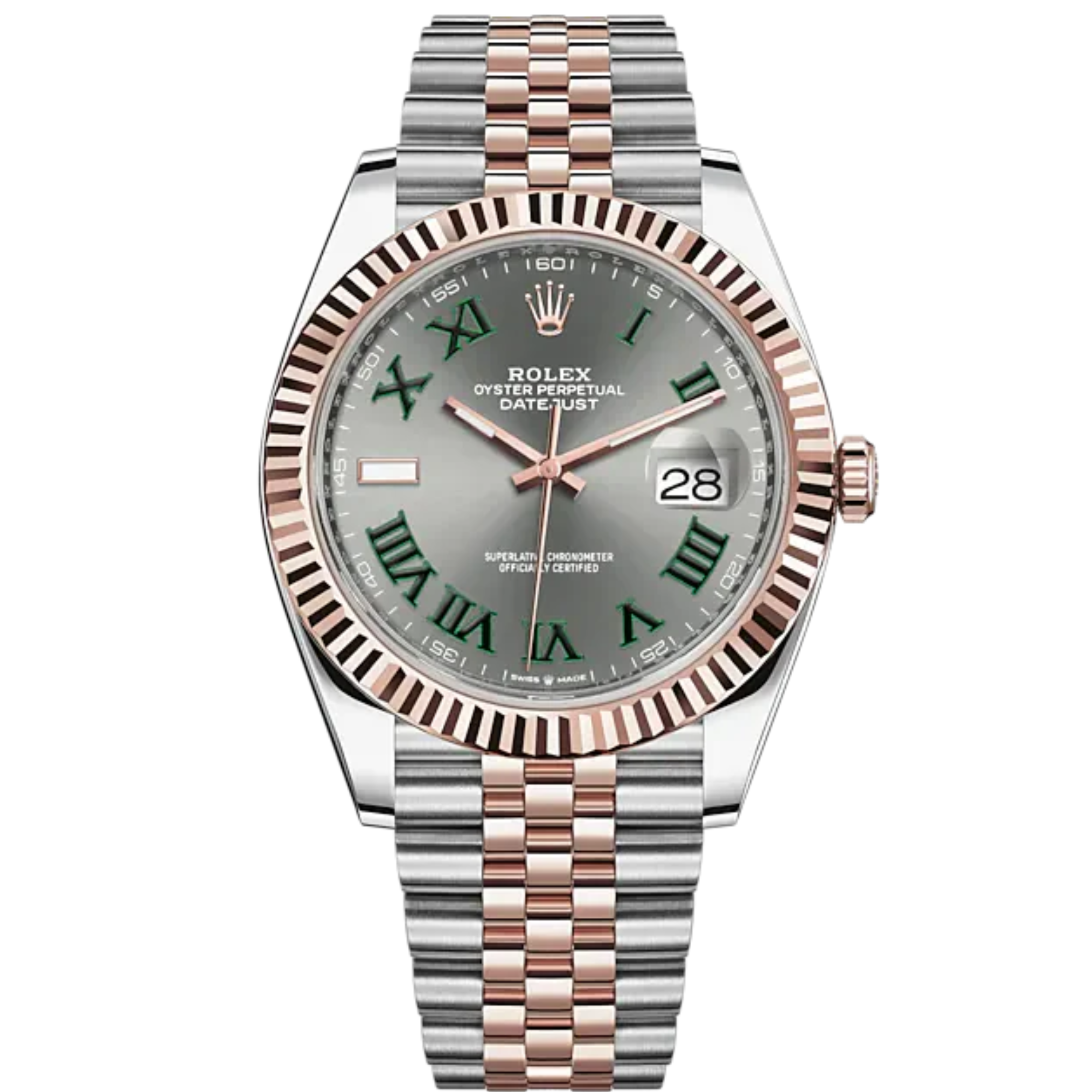 Datejust 41 41mm Jubilee Bracelet Oystersteel and Everose Gold with Slate Dial Fluted Bezel - Rolex